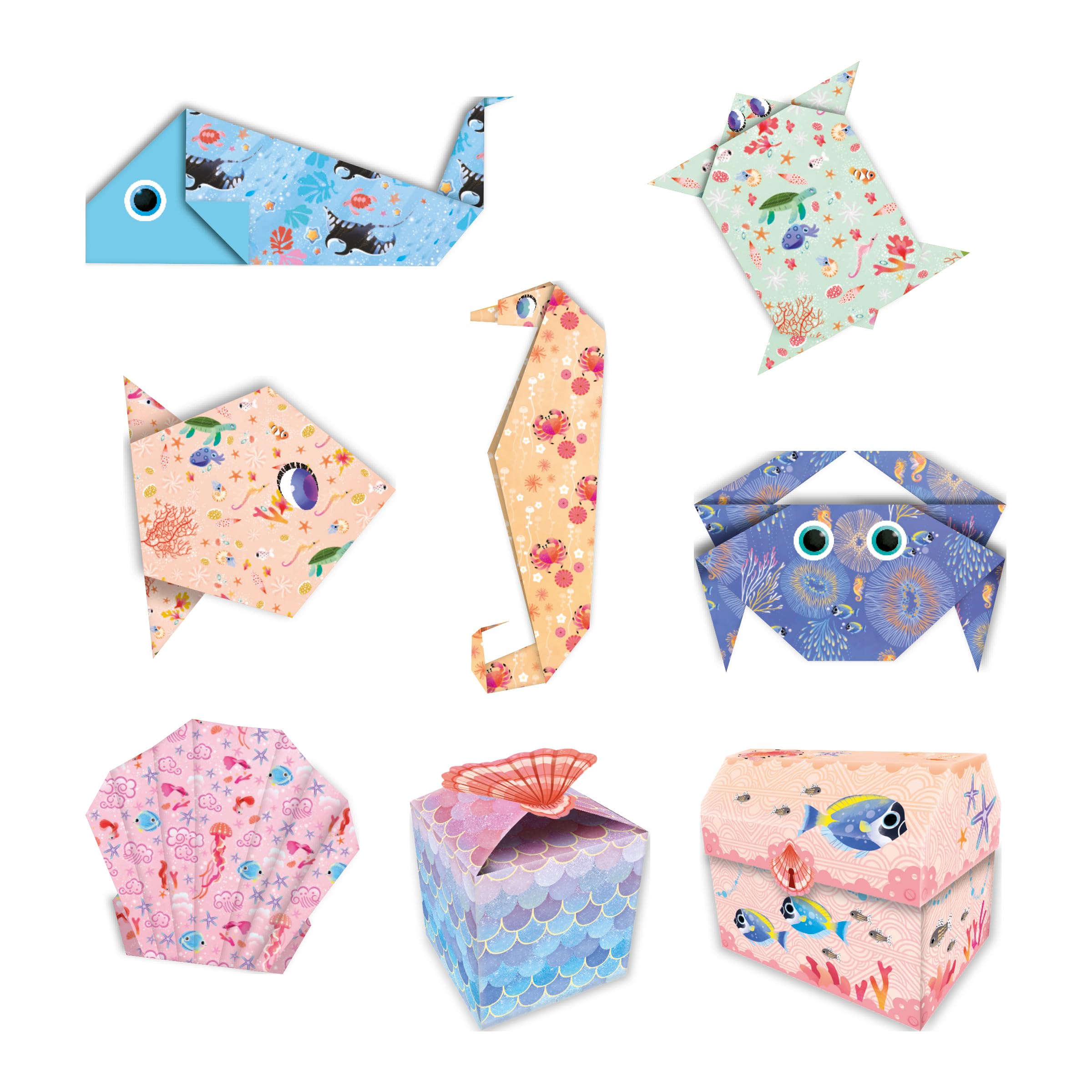 Janod, Origamis, Ocean Theme, 20 Origamis to Make, Magic Ocean, Children's Creative Leisure Kit - Image 2