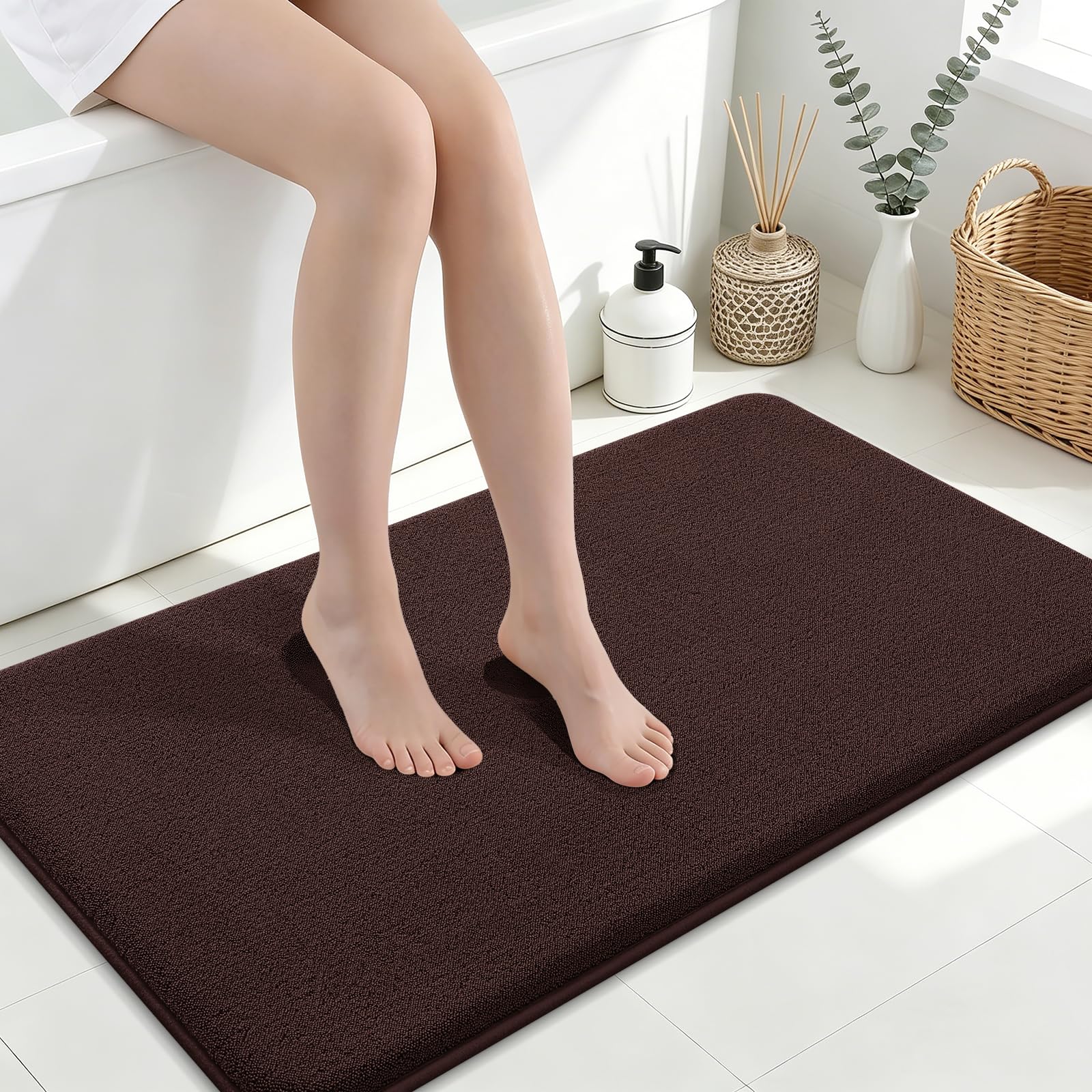 Smiry Smiry Memory Foam Bath Mat 40x24, Extra Soft Absorbent Bathroom Rugs
