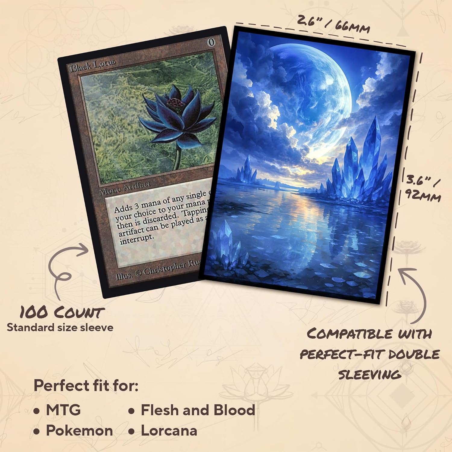 Planet Blue MTG Card Sleeves (Smooth) - 104 Count Standard Size TCG Sleeves - Compatible with Magic The Gathering - Double Sleeving - Original Art Design, Premium Protection