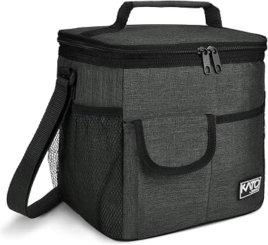 Tirrinia Insulated Large Lunch Bag for Women Men, Leakproof Lunch Box Containers for Adults, Work, School, Soft Lunchbox for Kids, Boys, Adult Cooler Bag for Picnic, Hiking,Beach, Black