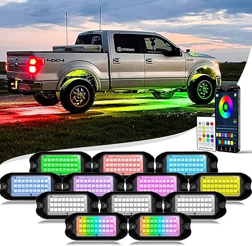 Nicoko Multicolor RGB Chasing LED Rock Light Kits,324 LEDs Light