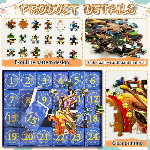 Miniatura 6 de Calendario de Adviento de Navidad 2023, 24 días de cuenta regresiva, calendario de rompecabezas  1008 piezas de rompecabezas de Navidad, juego