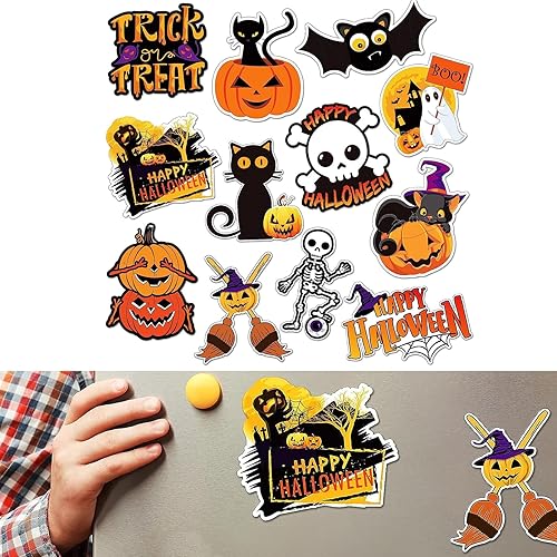 Miniatura 7 de QODOLSI 12 calcomanías para el cuerpo de Halloween para automóvil, adsorción, calabaza, fantasma, mago, personalidad, impresión clara, adornos