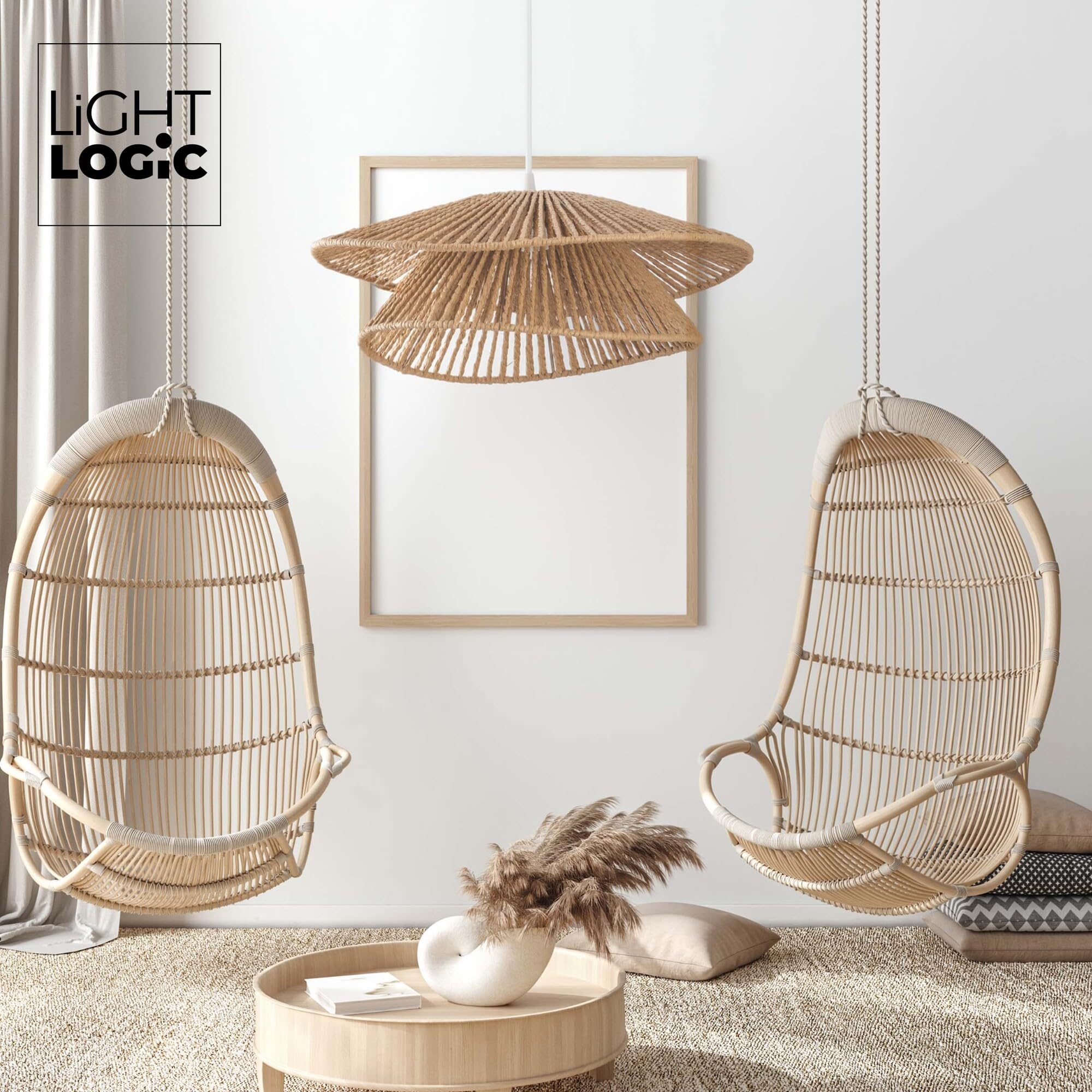 Boho Deckenlampe Hängend, Esszimmerlampe mit E27 Fassung und Lampenschirm Boho, Pendelleuchte für Wohnzimmer und Schlafzimmer, model ARILAS
