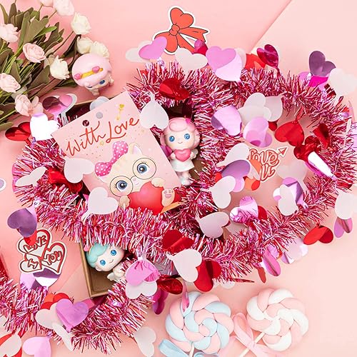 Miniatura 3 de 6 guirnaldas de oropel para el día de San Valentín, 39.4 pies, guirnalda metálica con flecos metálicos para el día de San Valentín, guirnalda