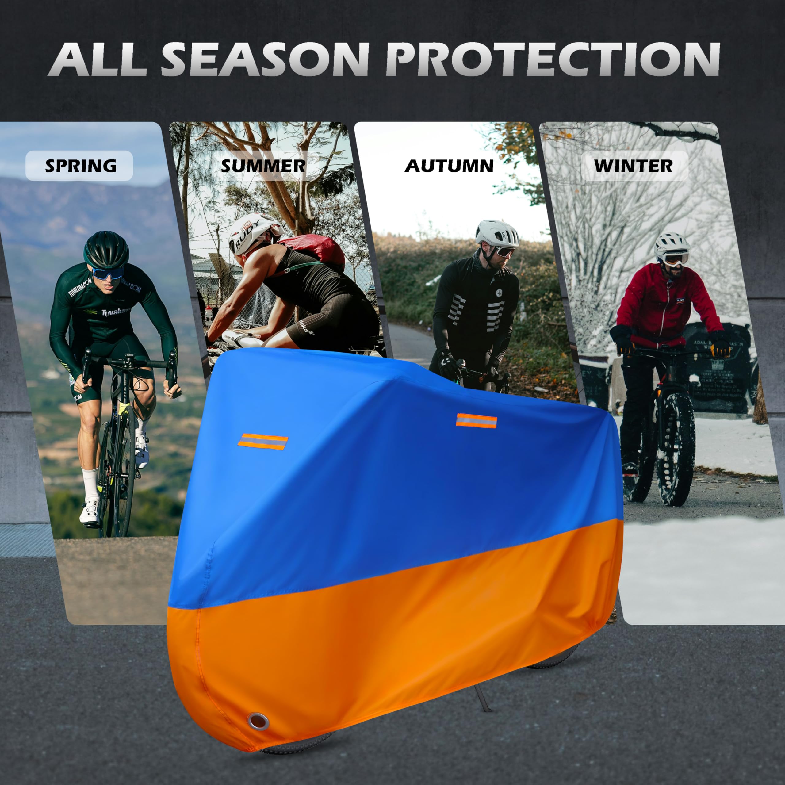 Housse de vélo d'extérieur imperméable contre la pluie, le soleil, la poussière, le vent, avec trou de verrouillage pour vélo électrique, VTT, vélo de route (bleu, taille XL pour 1 vélo)