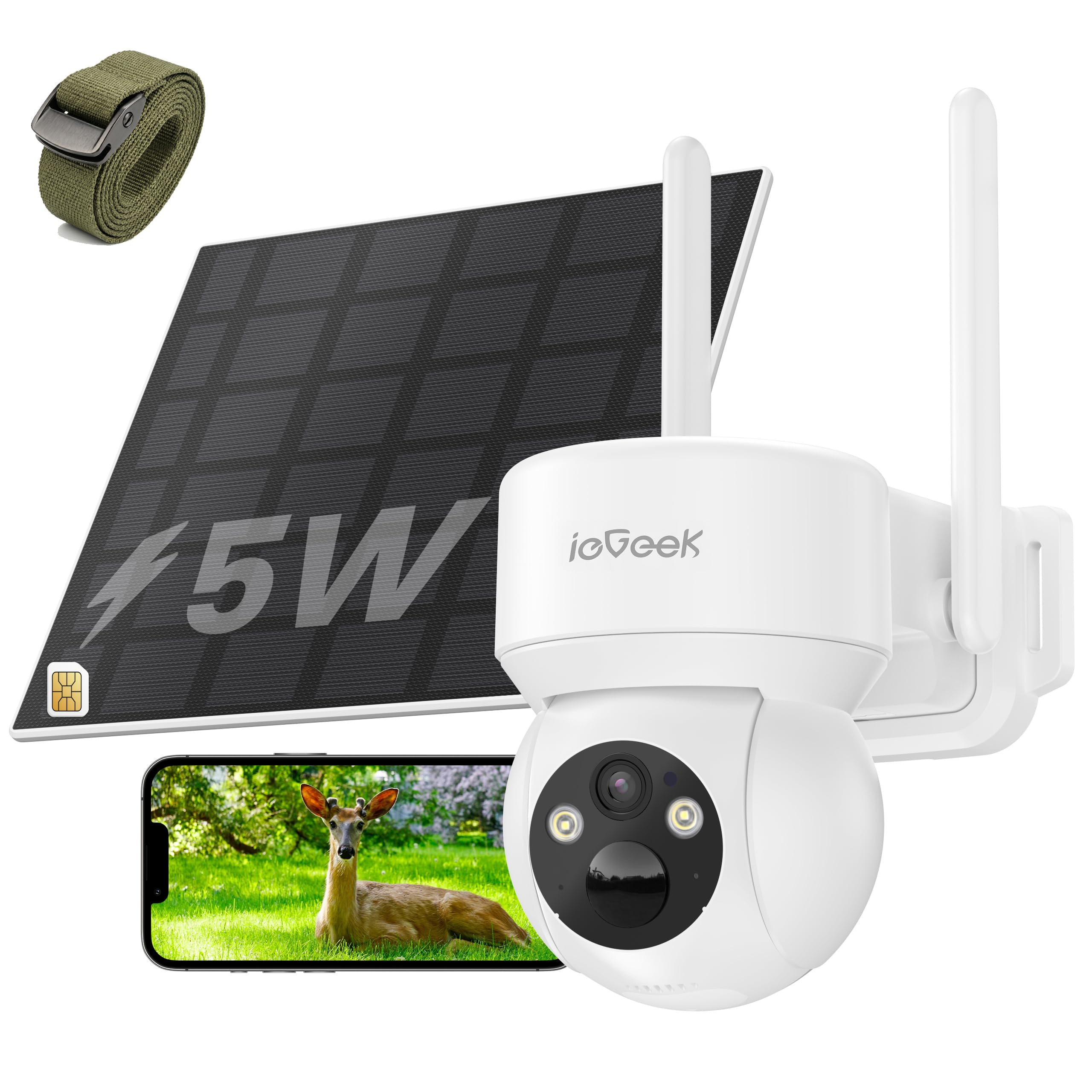 ieGeek 4G LTE通信 防犯カメラ 屋外 ソーラー式（美品） Amazon.co.jp: 【電源/wifi不要・SIMカード付属・固定ベルト付きで