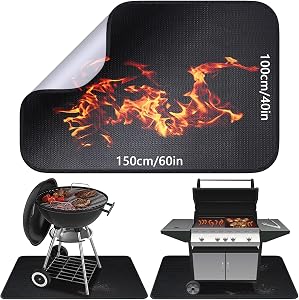 BBQ Grill - Heavy Duty Degree Non-Stick Grill s for Outdoor Grilling, 60 x 40 Inchs Outdoor BBQ Grill Fireproof,Grass Protection,Fire Pit for Decking,Indoor Fireplace Fire