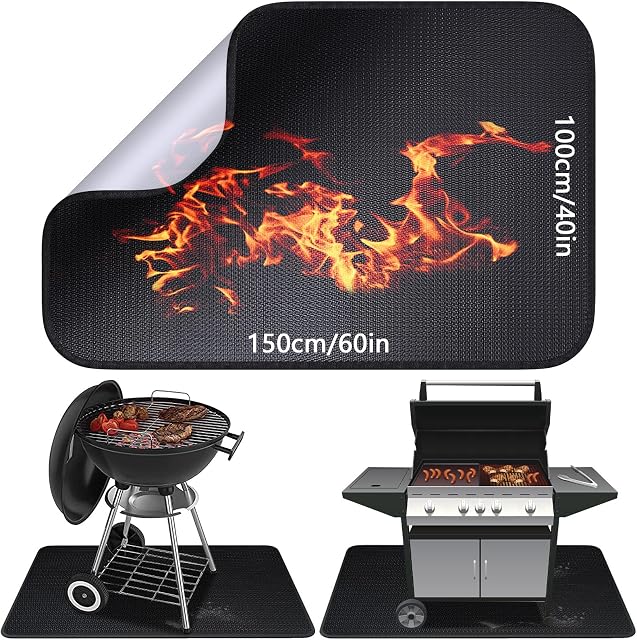 BBQ Grill - Heavy Duty Degree Non-Stick Grill s for Outdoor Grilling, 60 x 40 Inchs Outdoor BBQ Grill Fireproof,Grass Protection,Fire Pit for Decking,Indoor Fireplace Fire