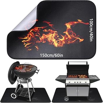 BBQ Grill Mat - Heavy Duty Degree Non-Stick Grill Mats for Outdoor Grilling, 60 x 40" Outdoor BBQ Grill Fireproof Mat,Grass Protection Mats,Fire Pit Mat for Decking,Indoor Fireplace Fire Mat