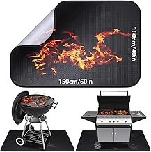 Feuerfeste Unterlage 100 × 150cm, Glasfasersilikon Hitzeschutzmatte, Grillmatte Bodenschutz, Bodenschutzmatte, Funkenschutzplatte, Grillteppich für BBQ Grills Kaminöfen Boden Rasen
