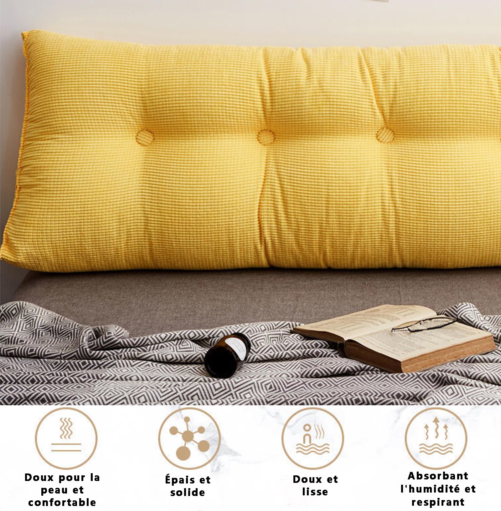 UIHECTA Coussin Copensé Triangulaire, Oreiller De Lecture TêTe De Lit