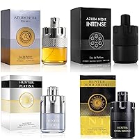 Vista 17 de Set de regalo de colonia para hombre, 4 unidades Oud Amber Seris, 3.4 Fl Oz cada uno Vainilla Bourbon, Cuero y Ámbar Floral Fragancia Eau