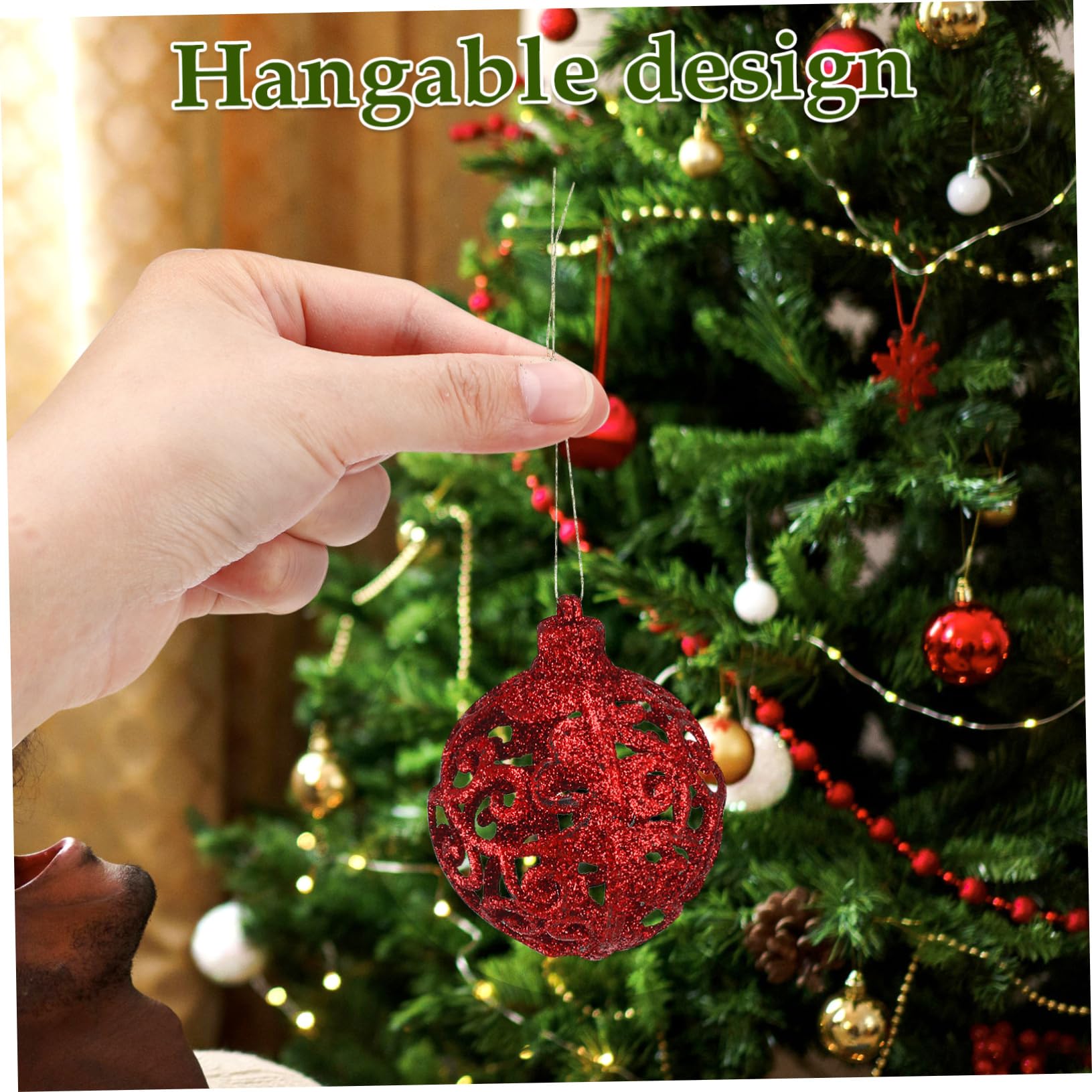 Cabilock Lot de 100 Boules de Noël Rouges Galvanisées Creuses pour Décorations d'arbre de Noël