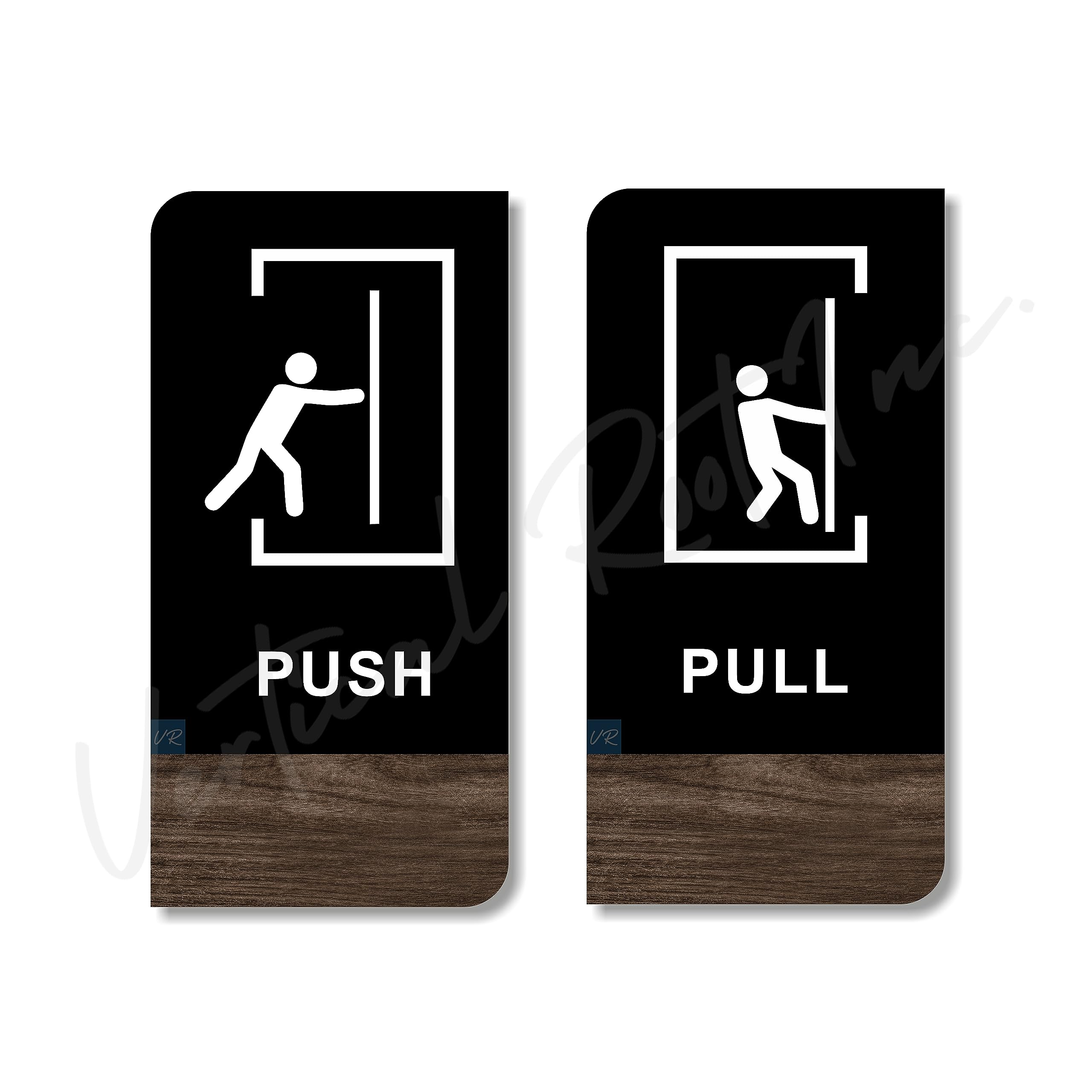 Sponsored Ad - Push Pull Door Signage/Sticker - Premium Black Wooden Acrylic Sign 6 * 2 Inch Durable,Easy to mount 3M Self-Adhesive Tape.Ideal for Office,Shop,Hotel,Cafes and Commercial spaces
