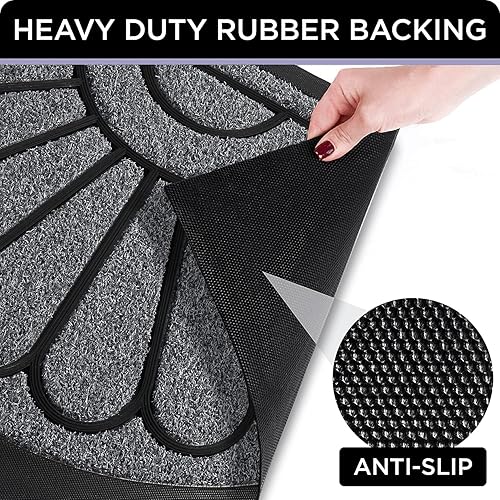 Miniatura 7 de Paquete de 2 tapetes de bienvenida para puerta delantera, tapetes grises a rayas, para exteriores y a rayas, color gris