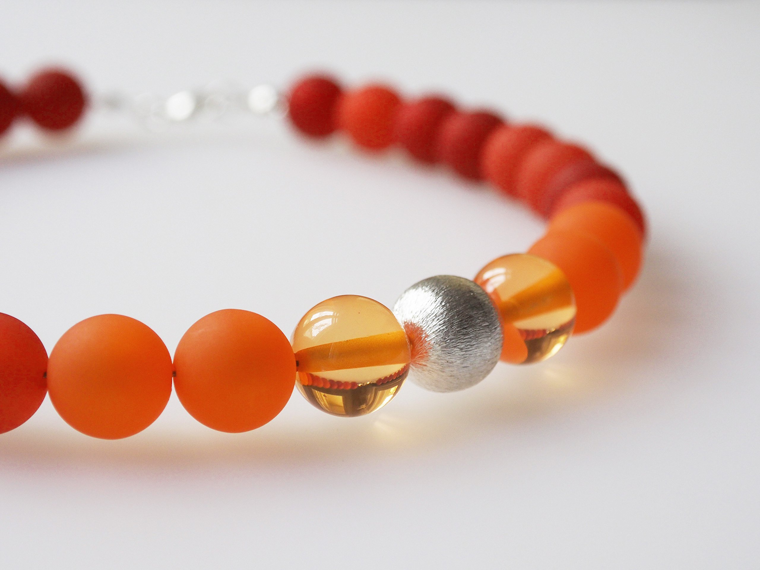 Polariskette rot orange silber Kette Collier