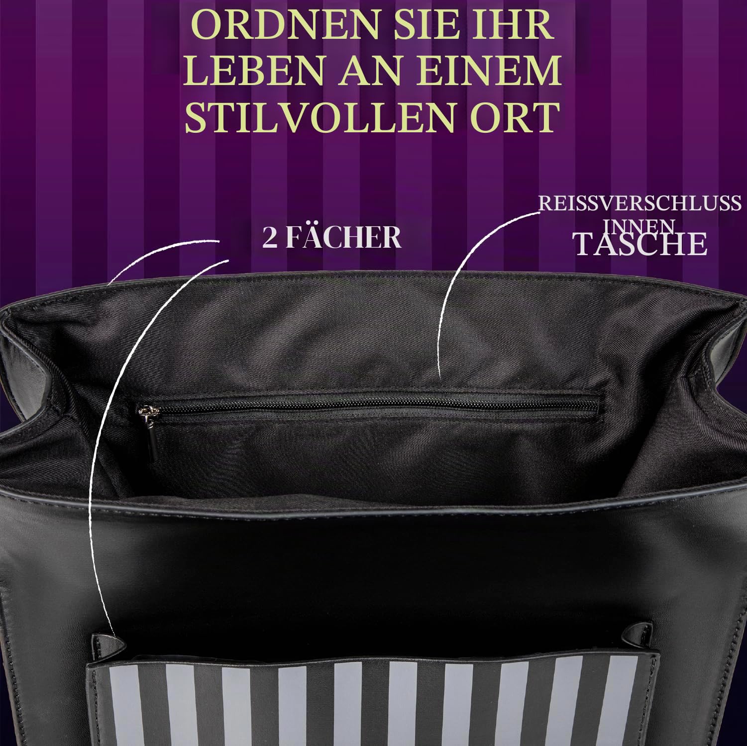 Blue Sky Studios Wednesday Umhängetasche, großer Rucksack für Arbeit oder Schulbedarf, lizenziertes Mittwochs-Zubehör, mehrfarbig