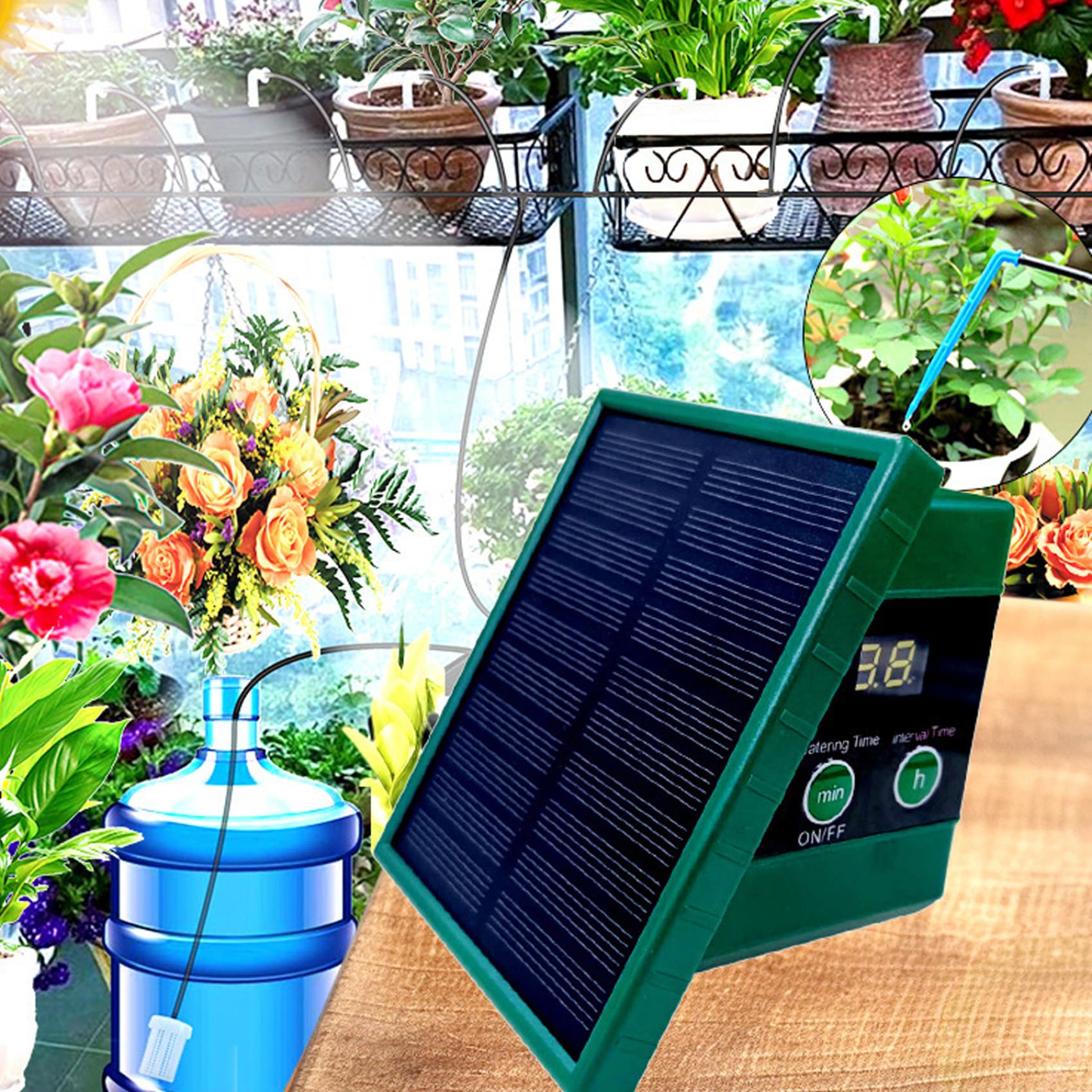 Sistema di irrigazione solare a goccia Kit di irrigazione automatica delle piante con timer per pannello solare 10M