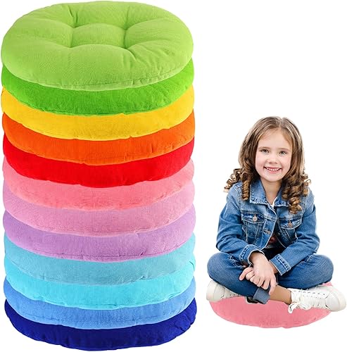 Gerrii 12 cojines de suelo flexibles para el aula, cojines flexibles para niños en casa, escuela, aula, guardería, guardería (color brillante,