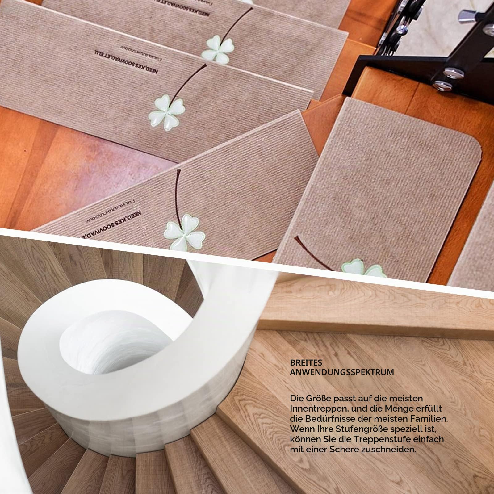15PCS Treppenstufen Matten Stufenmatten, Treppenmatten Selbstklebend Sicherheit Stufenteppich, Leuchten im Dunkeln Treppenmatten Stufenteppich Treppenvorleger für Kinder Älteste 22 X55 cm(02)