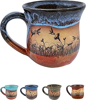 Handmade Ceramic Coffee Mug - Always Azul Hummingbirdscape 14oz Coffee M...