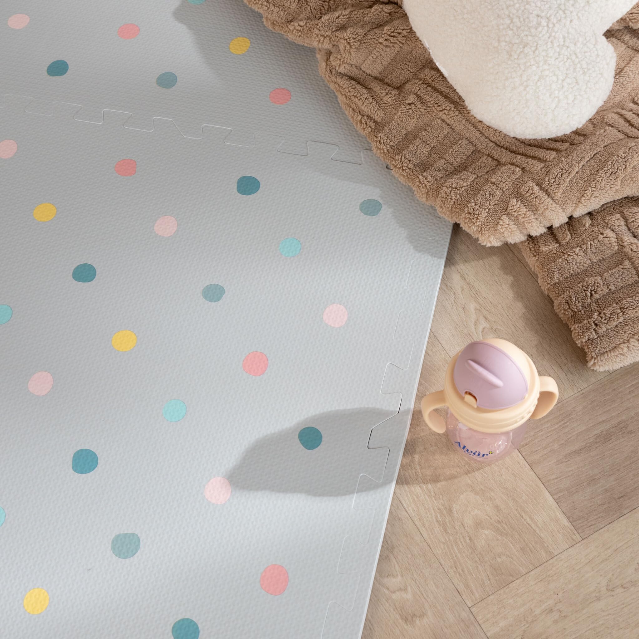 FRAAI | Home & Living Mata piankowa Puzzle - Alfie XL Dots Jasnoszara - Pianka EVA, Syntetyczny - - Dywan