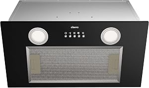 CIARRA Insert Range Hood 20 inch 650 CFM Kitchen Stove Vent Hood with LED Light, 3 Speed Exhaust Fan, Push Button, Black, CAB52913E-N