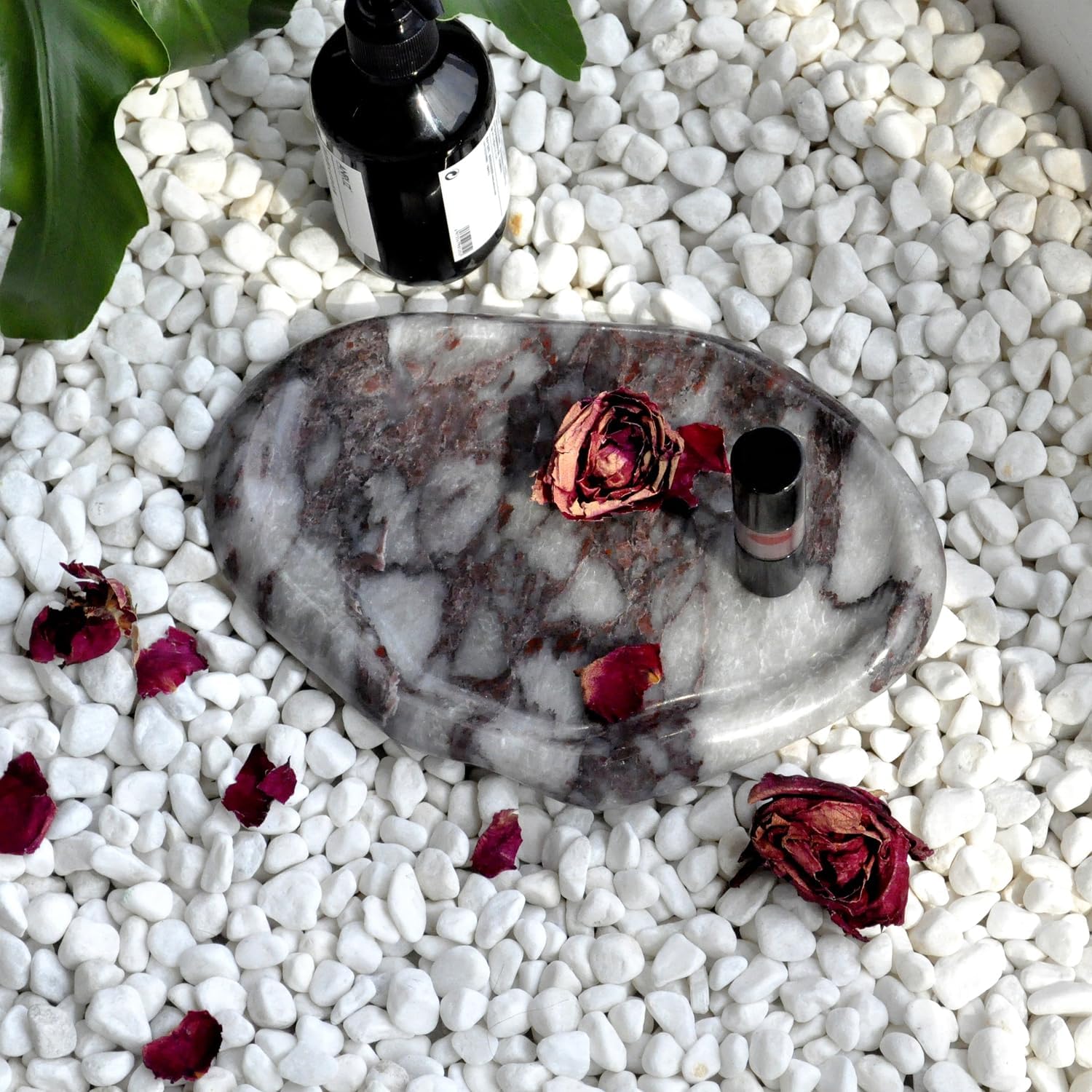 Natural Red Marble Vanity Tray Luxury Cloud Shape Serving Marble Storage for Bathroom, Kitchen, Plate Holder for Skincare Product, Perfume, Candle and Jewelry, Key Tray Home Décor (Red)