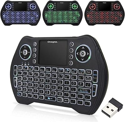 Ovegna MT10 Mini Wireless Backlit Keyboard (AZERTY) with Touchpad for Smart TV, Mini PC, HTPC, Console, Computer, Raspberry 2/3, Android TV