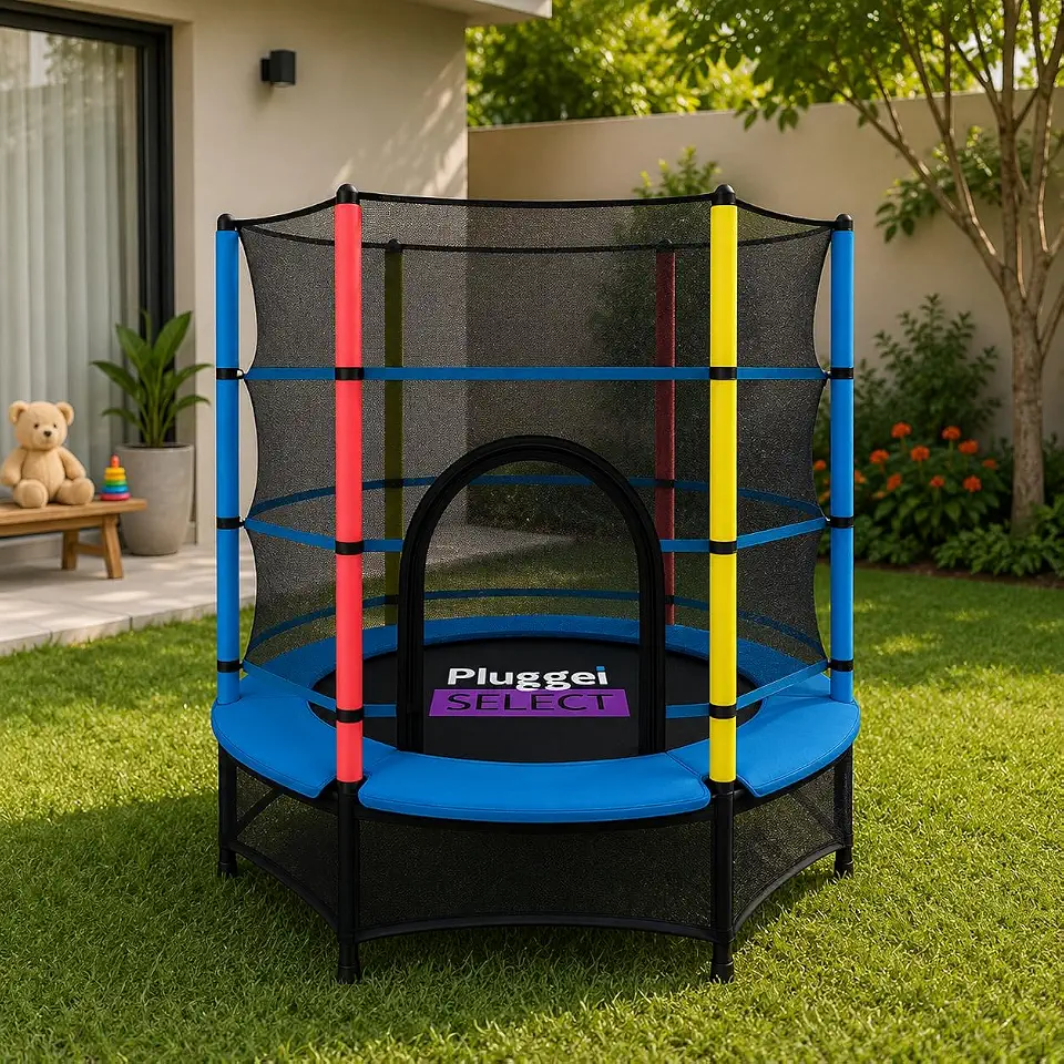 Pula Pula Cama Elástica Trampolim Grande Criança Infantil Adolescente Brinquedo 1.55m Rede suporta 150kg com Rede de Proteção Quina Acolchoada Entrada com Zíper Amarelo/Azul/Rosa - Lojas Tahara