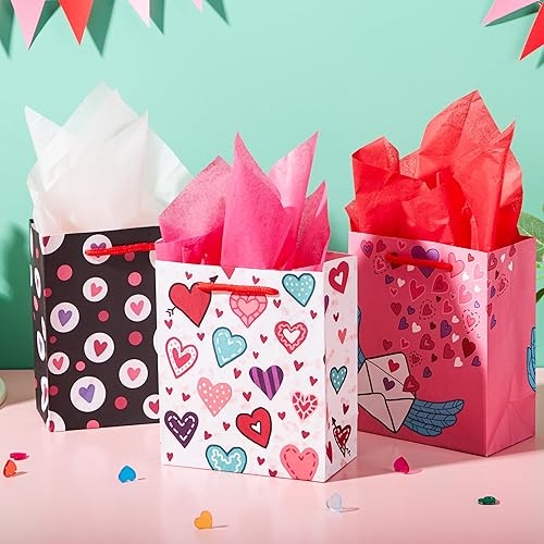 Miniatura 6 de JOYIN 12 bolsas de regalo de papel para el día de San Valentín con pañuelo, bolsas de papel kraft para regalos divertidos, novedad, intercambio de