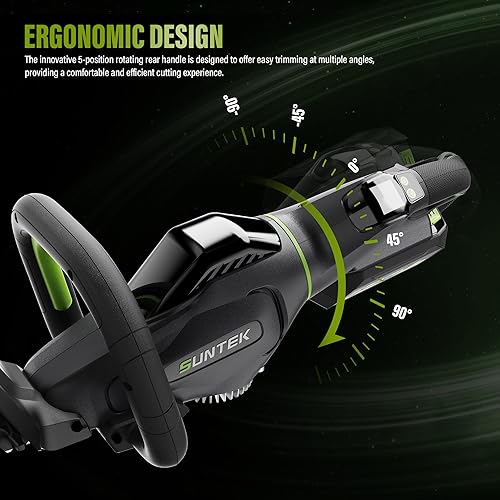 Miniatura 5 de SUNTEK Cortasetos de 40 V y 24 pulgadas con hoja de doble acción, pantalla integrada y conexión de aplicación, recortadora de setos a batería con