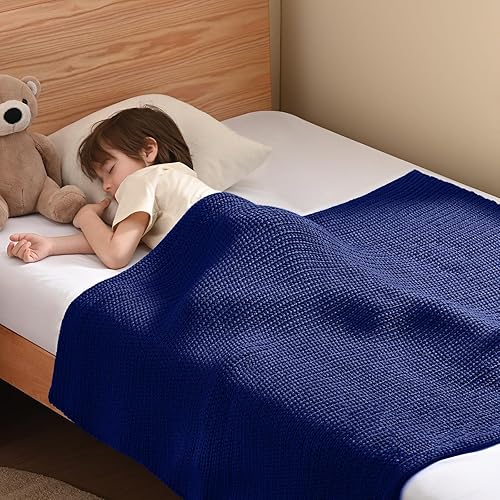 Guohaoi Manta de punto con peso (azul oscuro, 50 x 60 pulgadas, 5 libras), manta refrescante para decoración del hogar para personas que duermen