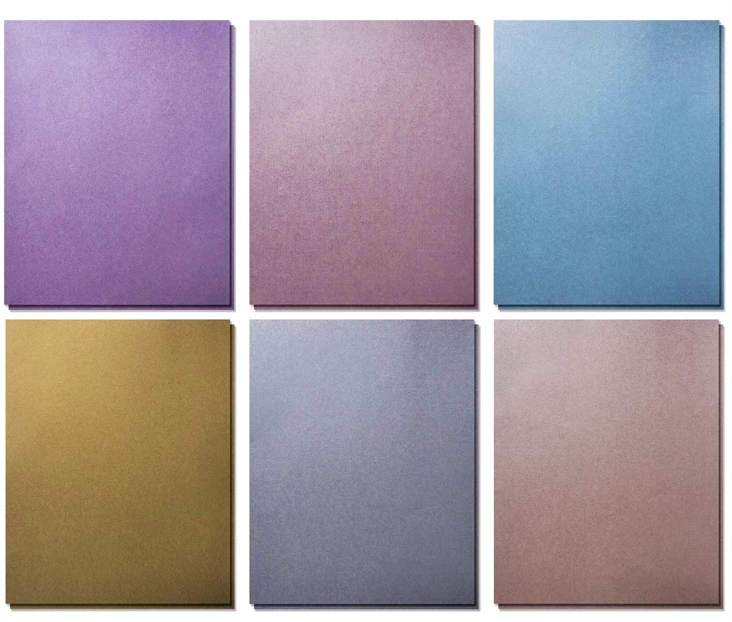 Shimmer Paper - 120 Metallic Shimmer Paper In 6 Colors - Pearlescent Paper - Photo Printing Paper- Shinny Papers For Photo Paper, Arts & Craft, Bridal Shower, Gift Wrapping, 8.5 x 11 Inches (120 Pack)