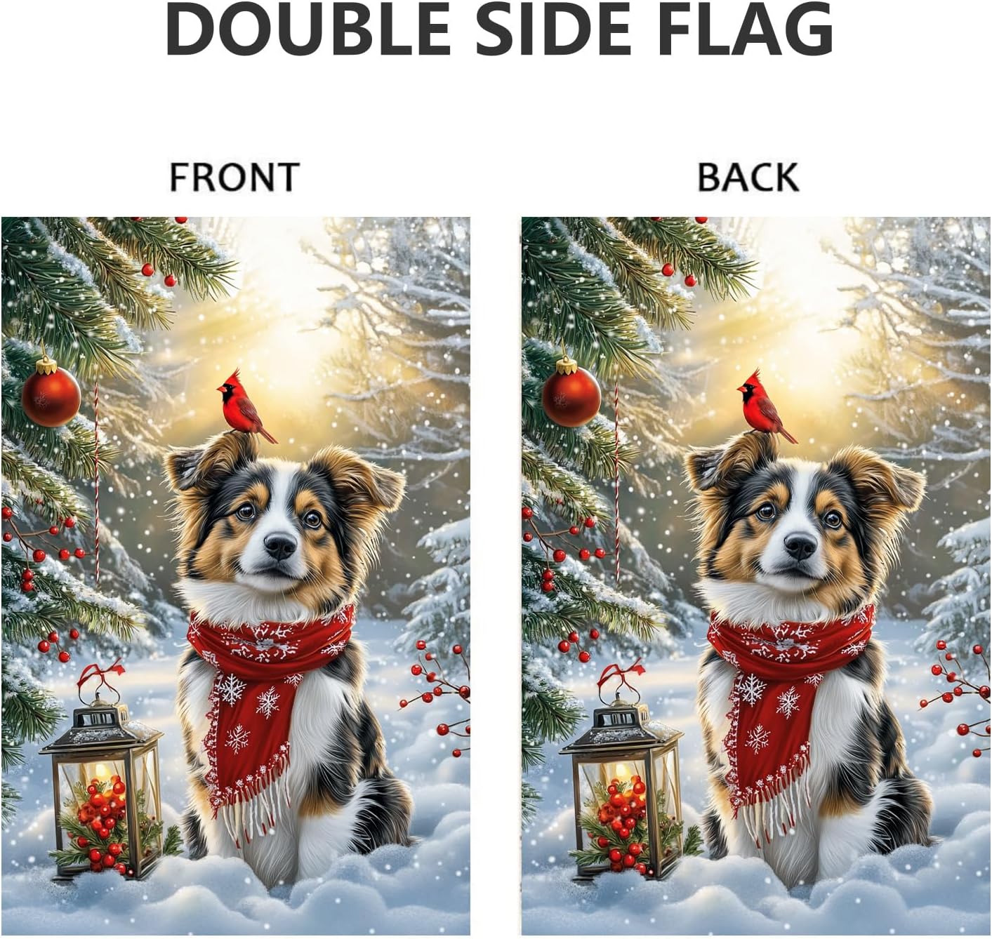 Christmas Garden Flags 12x18 Double Sided, Small Burlap Christmas Holiday Australian Shepherd Dog Garden Flag Winter Xmas Decorations for Outside Home Porch - Image 4