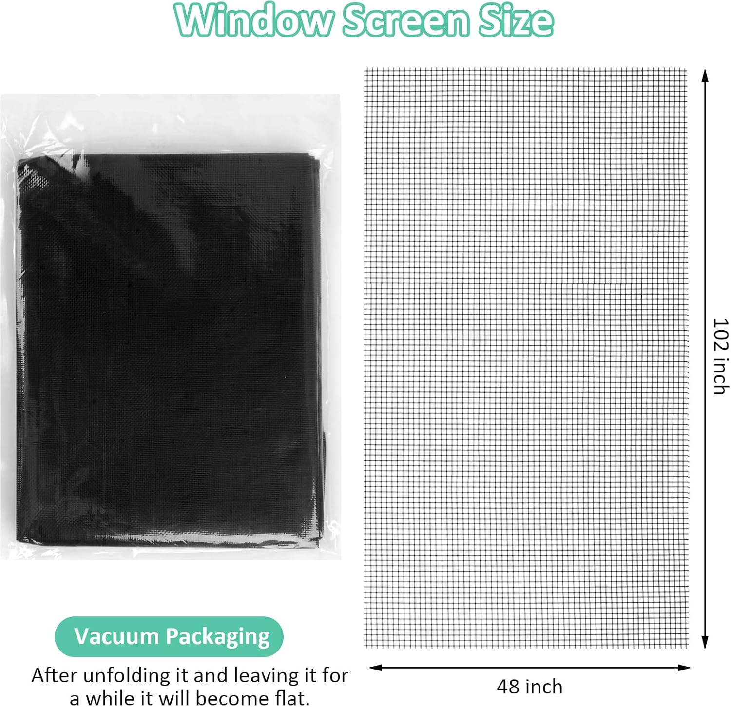 Rindion 48x102 Inch Window Screen Replacement, DIY Adjustable Pet-Proof Patio Screen, Anti-Mosquito Window Screen Mesh for Porch and Sliding Doors thumbnail