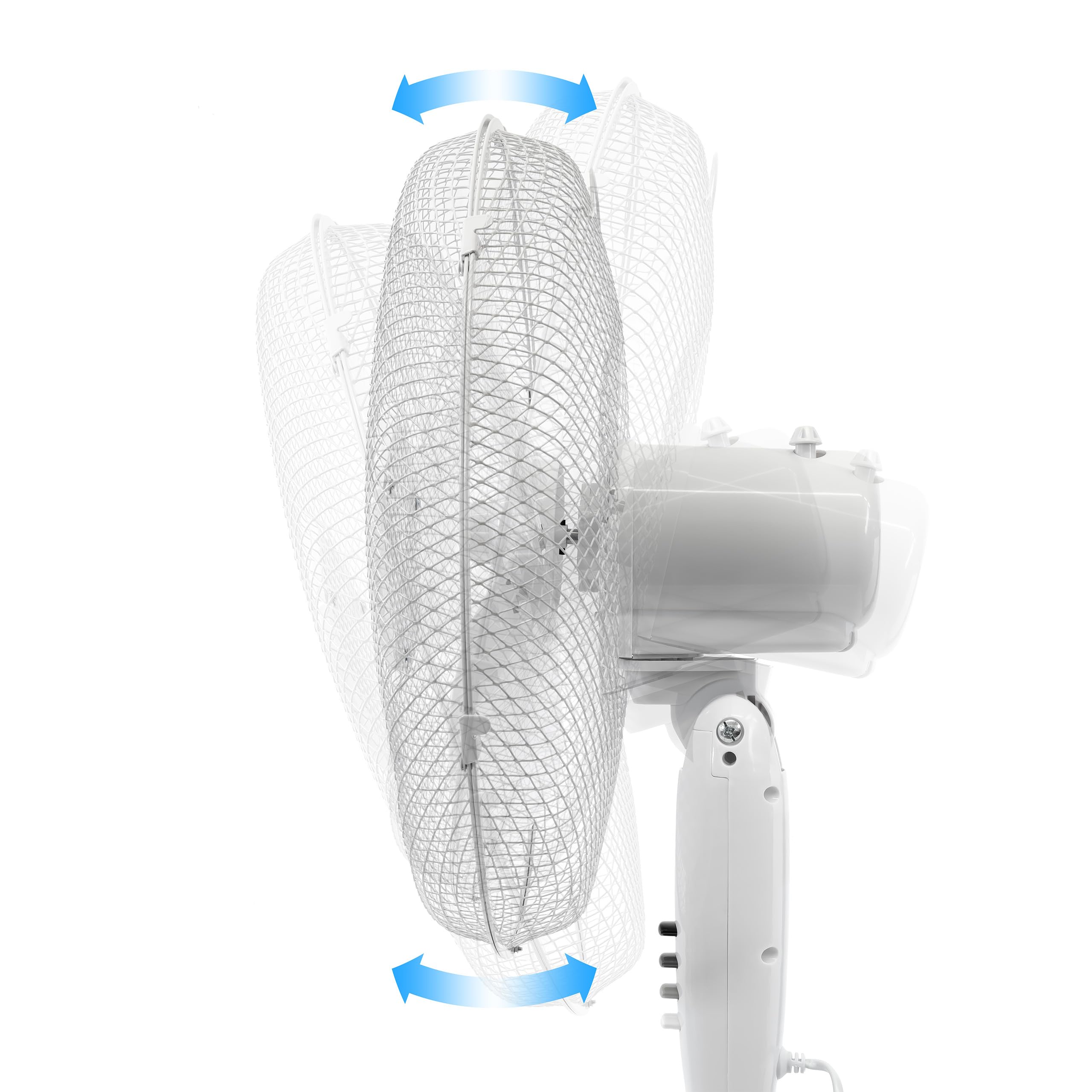 ITO Electronics Wentylator podłogowy, Średnica 40 cm, oscylacyjna + regulowana 3-biegowa, regulowana wysokość/nachylenie, 40 x 14 x 125 cm, kolor: biały