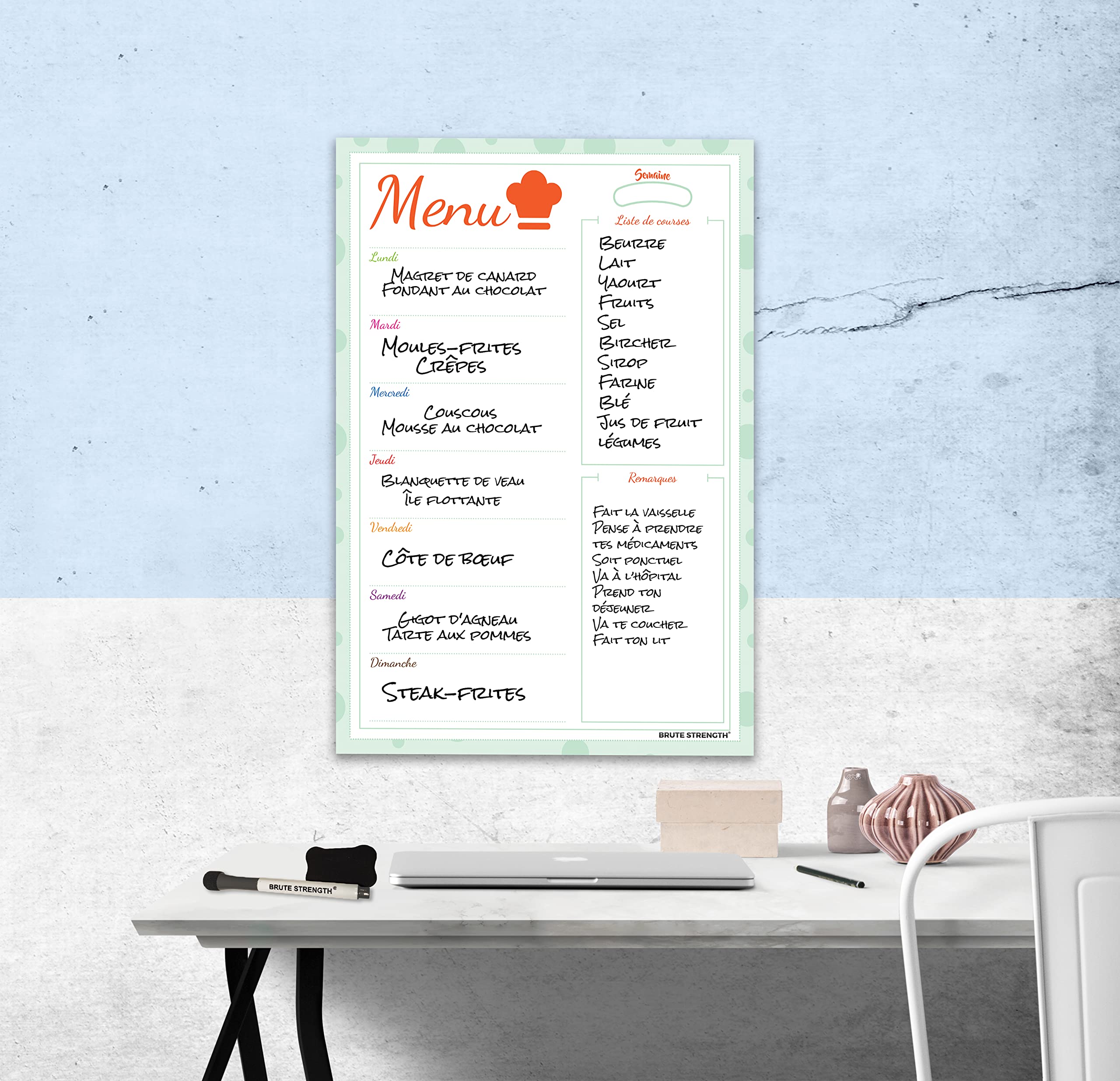 Brute Strength - Magnetic weekly planner whiteboard - 53 x 34 cm - plan board - family planner - to-do planner - Image 2