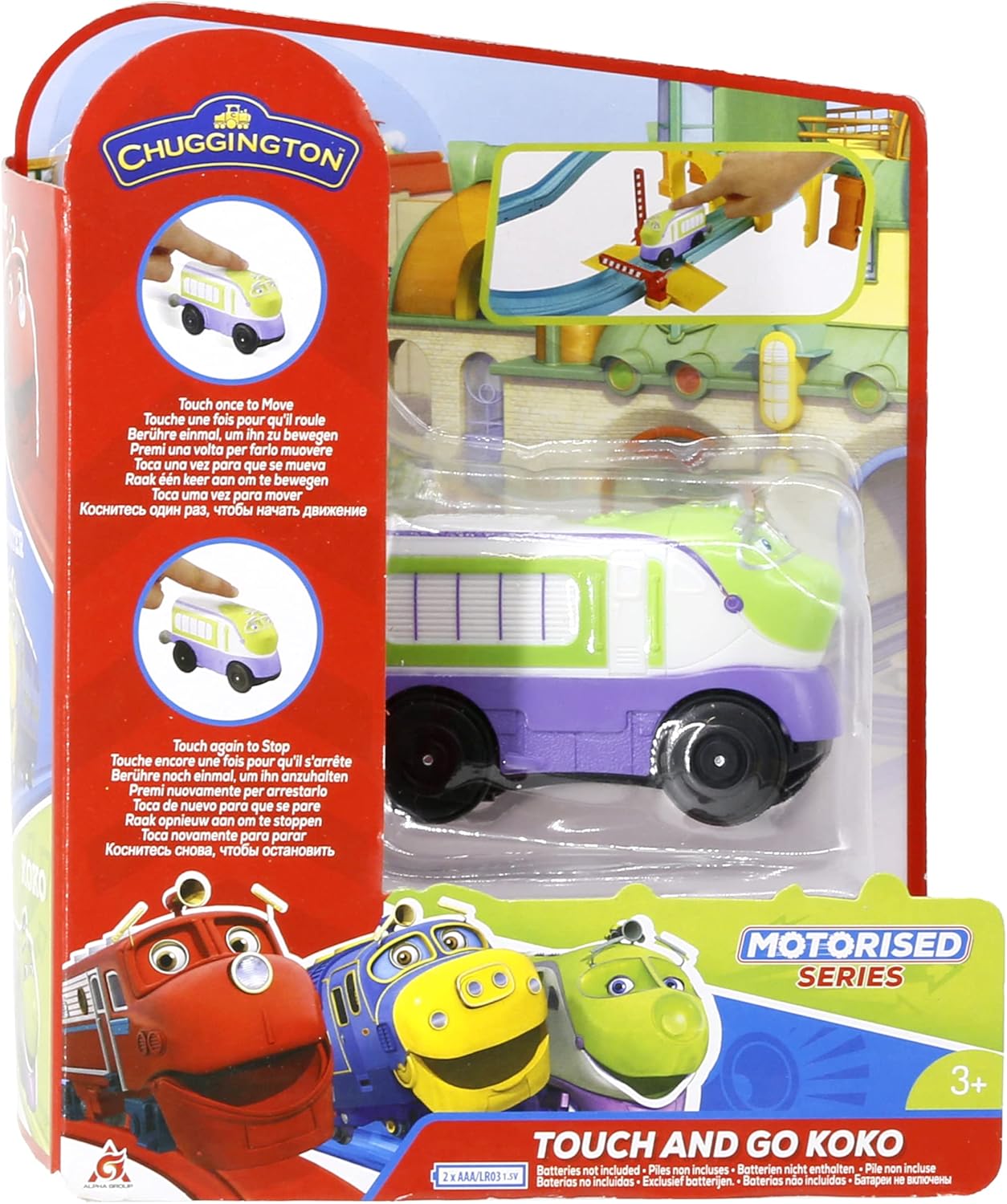 Chuggington EU890403 Touch and Go Koko | Single Pack | Motorised, Battery Powered | 3.75 inch Scale | Ages 3 & Up, Purple and Green