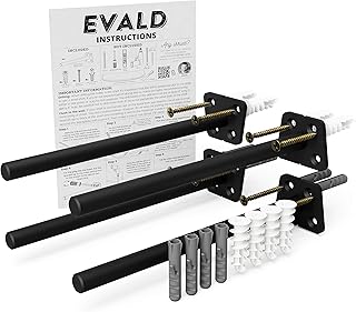 EVALD The Improved Floating Shelf Bracket | Heavy Duty Floating Shelf Hardware | 4X Floating Shelves Brackets ½" Diameter, 8X Premium Screws & 16x Anchors | Floating Mantel Bracket | 8 Inch