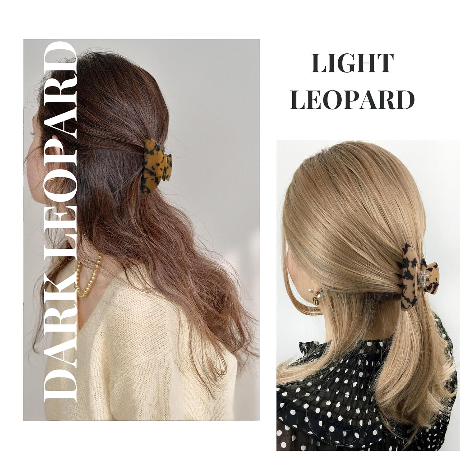Condition photo showing Good Condition for 2PCS Tortoiseshell Leopard Hair Clips for Women Girls – Vintage Acetate Medium Claw Clips, Trendy French Style Hair Accessories for Thin Hair