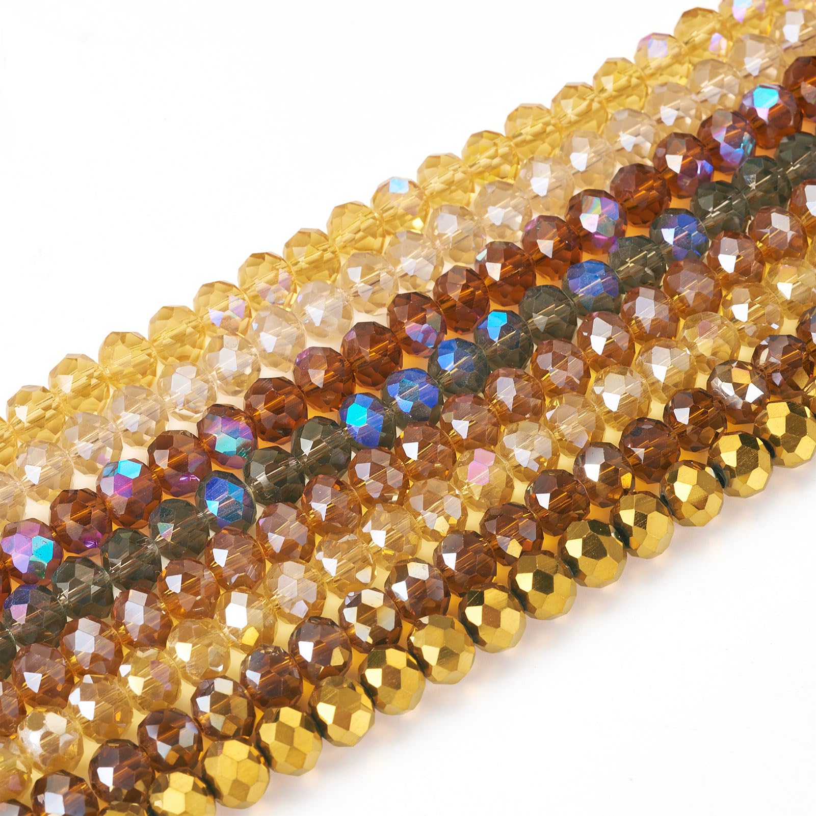 Boutigem 520Pcs Faceted Transparent Rondelle Glass Beads Electroplate Round Crystal Loose Beads for DIY Necklace Bracelet Earring Jewelry Making