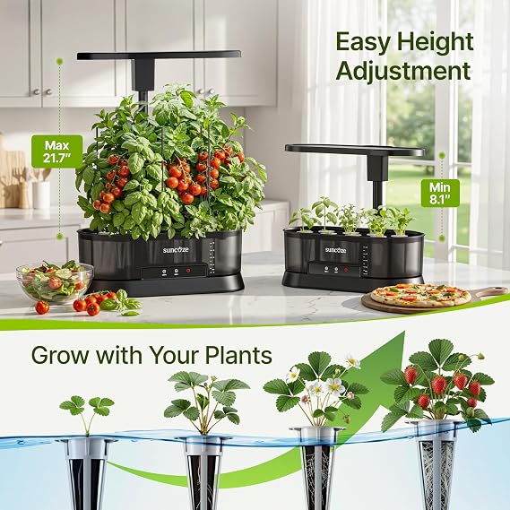 SUNCOZE Hydroponics Growing System with 5L Removable Tank, 36W LED Light