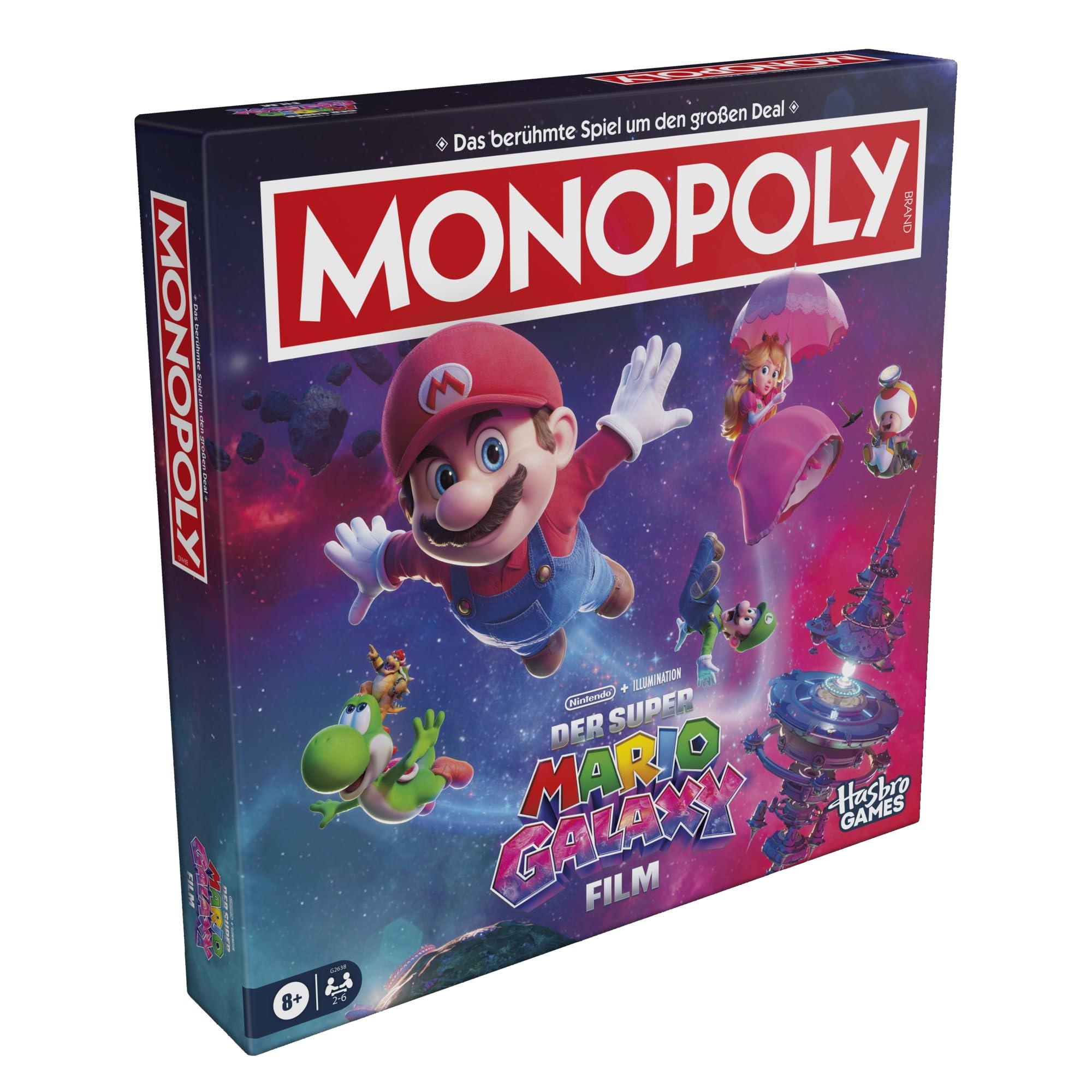 Monopoly: Super Mario Galaxy Film Edition gra planszowa I zabawne gry rodzinne dla dzieci, nastolatków, dorosłych | od 2 do 6 graczy | od 8 lat - wersja niemiecka