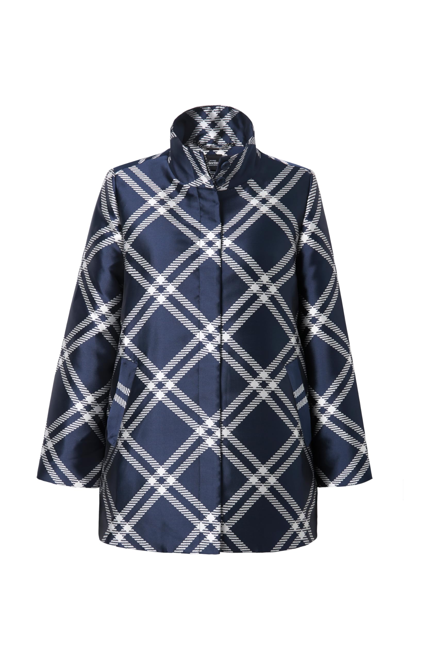Ulla Popken Damen große Größen Übergrößen Plus Size Jacke, Karomuster, Stehkragen 833880