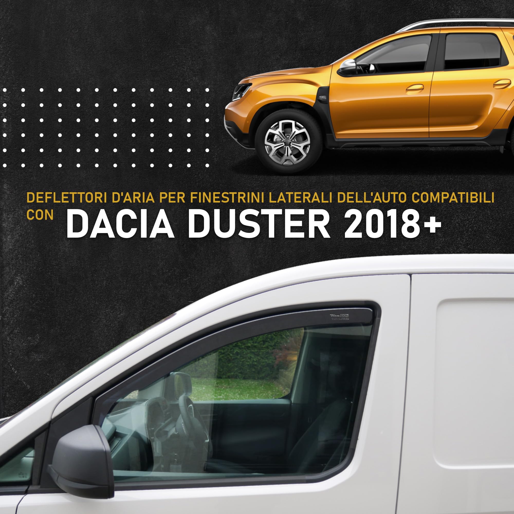 HEKO - Compatibile con Dacia Duster 2018-2023 Deflettori per Vetri Laterali; Anteriori; Due pezzi; Deflettori d’Aria Antipioggia, Antiturbo, Oscurati, Aerodinamici; Installazione Rapida e Semplice