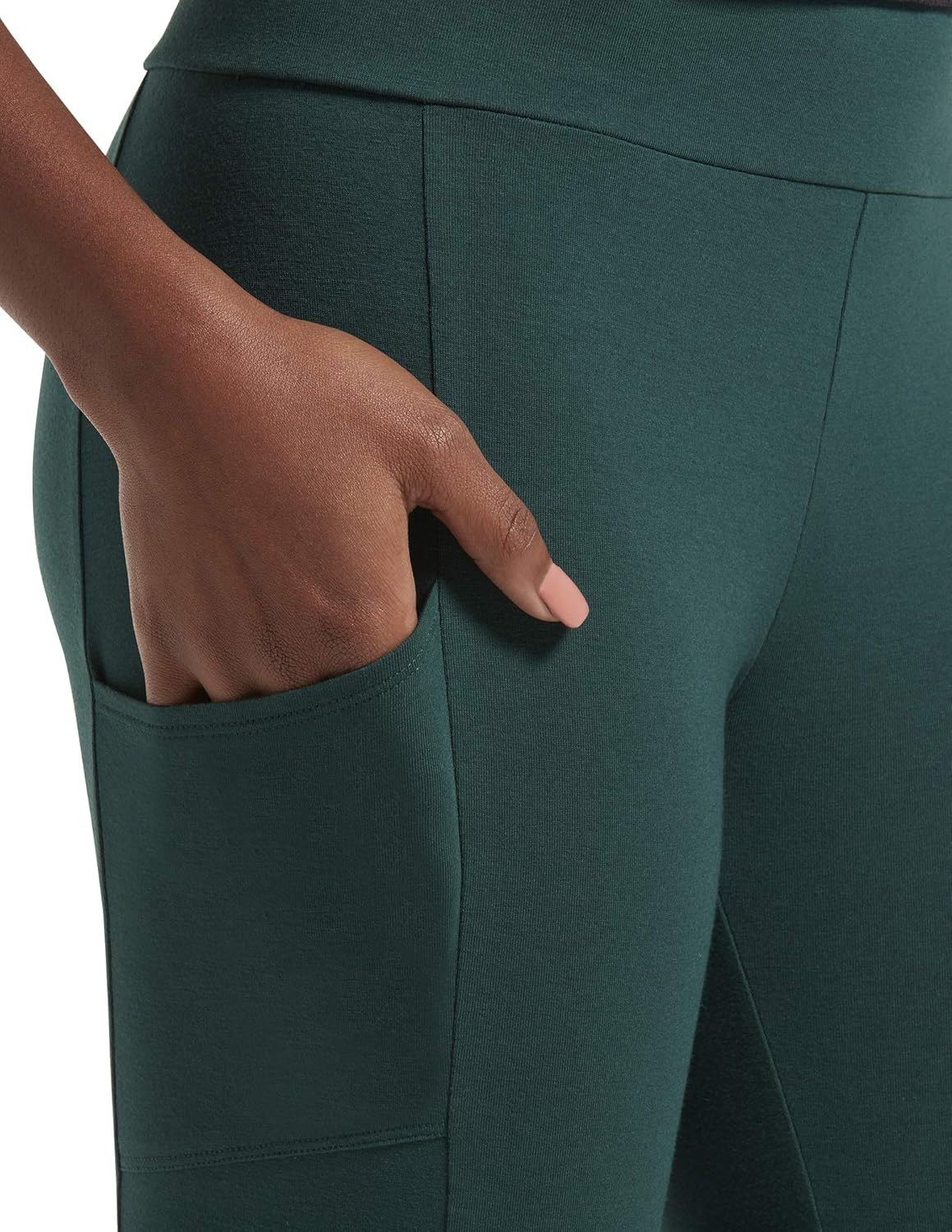 No nonsense Women's Soft Cotton Capri Leggings with Side Pockets Workout Stretch Pull On Pants - Image 2