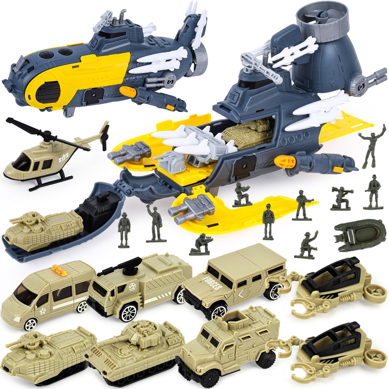 Lovestown 18pcs Army Toys For Kids Submarinee Toy Military