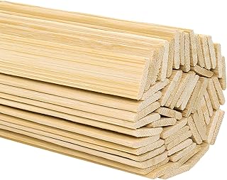 DYWISHKEY Natural Bamboo Sticks, Wooden Craft Sticks, 15.75 Inches Length x 3/8 Inch Width (50 Pieces)